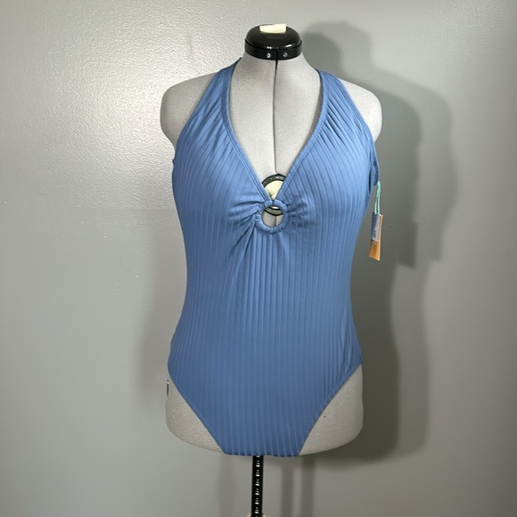Kona Sol Other - Kona sol ribbed blue swimsuit one piece